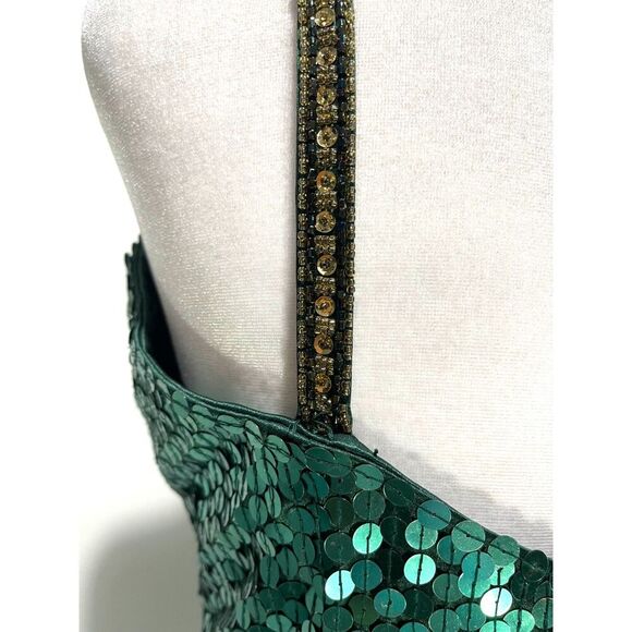 Scala Collection dress sequins disco night out green circular festive women's 8 - Picture 6 of 8